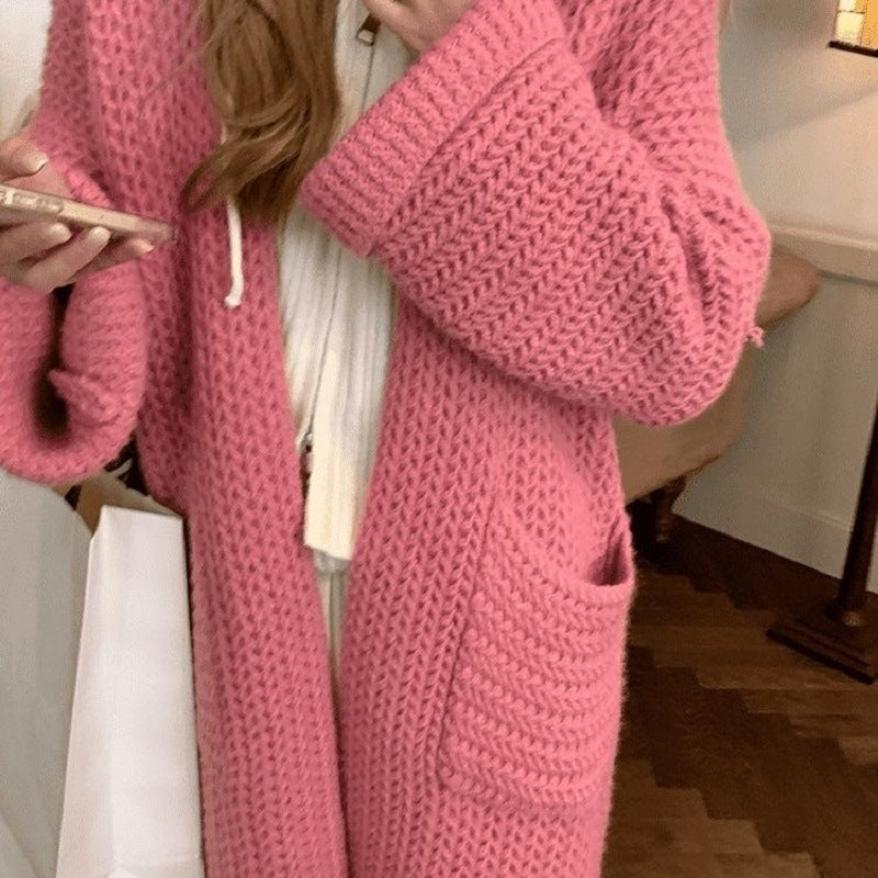 Damen Strickmantel mit Taschen Amawinc