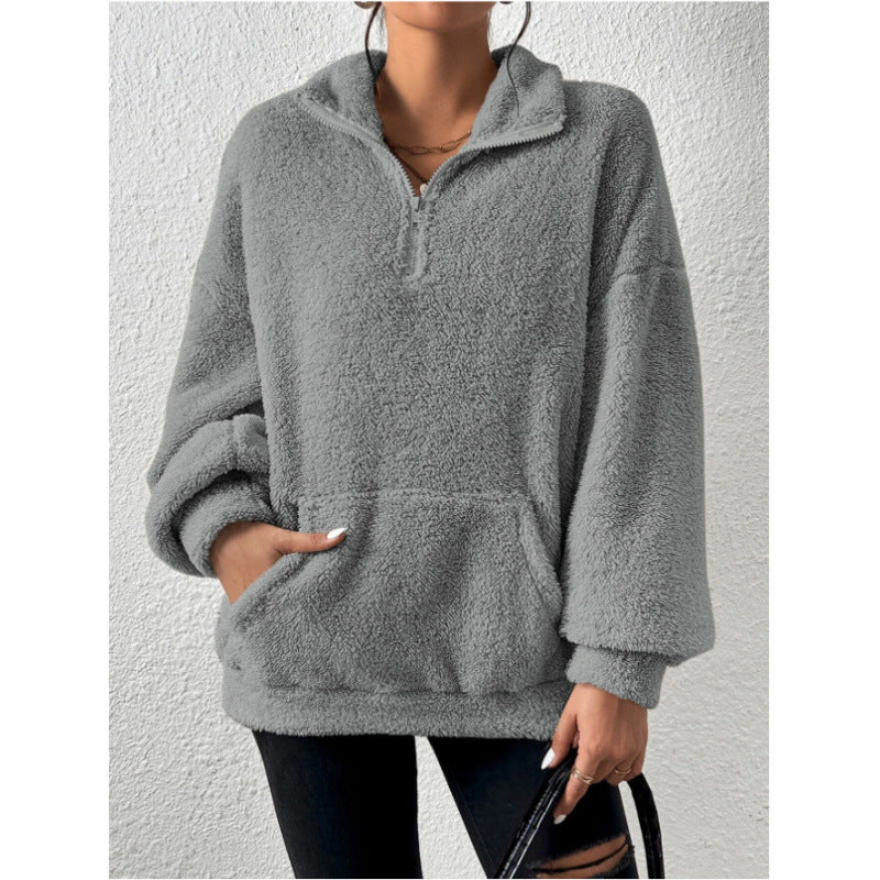 Damen Fleece-Pullover mit hohem Kragen Amawinc