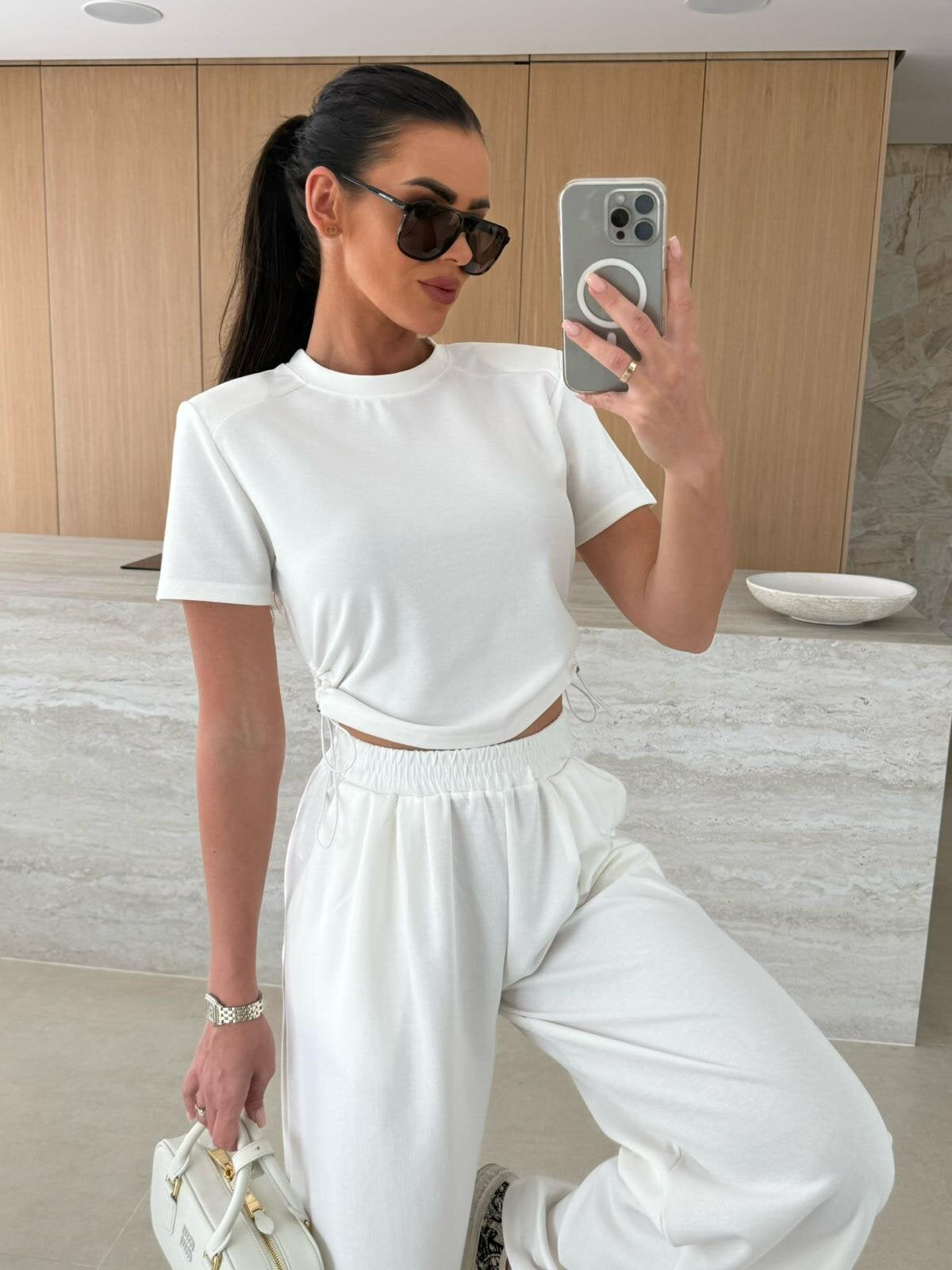 Damen lässiges Set aus Crop-Top und Jogginghose Amawinc