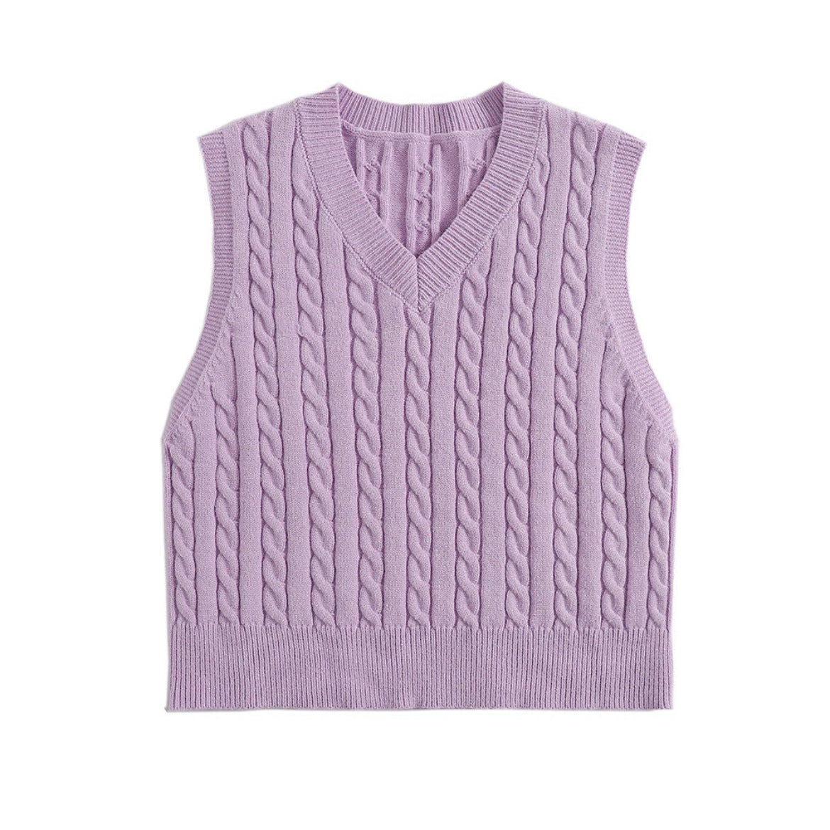 Damen Strickweste mit V-Ausschnitt und Zopfmuster Amawinc