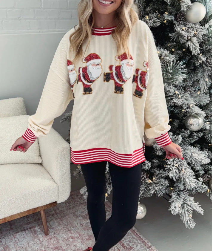 Damen Oversized Sweater mit festlichem Weihnachtsmotiv Amawinc