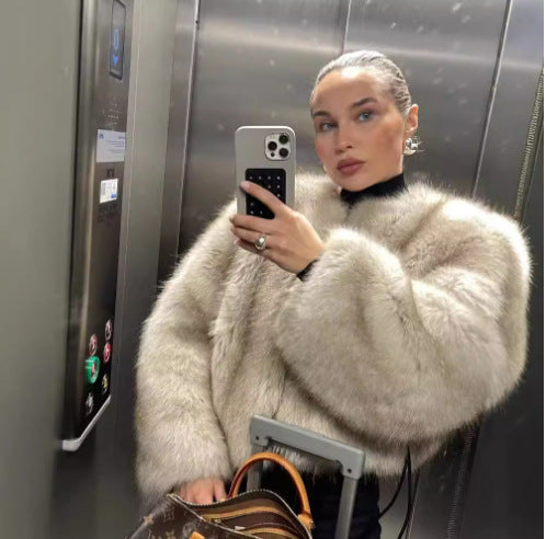 Damen kurzärmlige Pelzjacke Amawinc