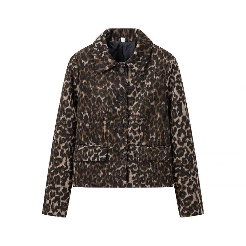 Damen modische Leopard-Print Kurzjacke Amawinc
