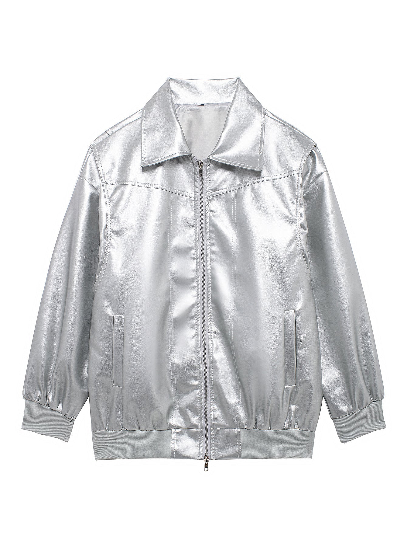 Damen Kunstlederjacke mit lässigem Schnitt und elastischem Saum Amawinc