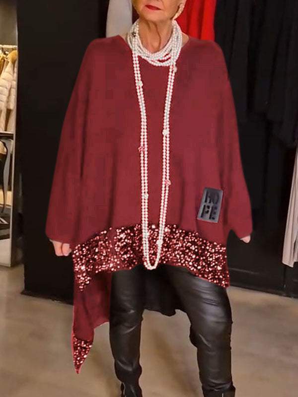 Damen Elegantes und fließendes asymmetrisches Strickoberteil Amawinc