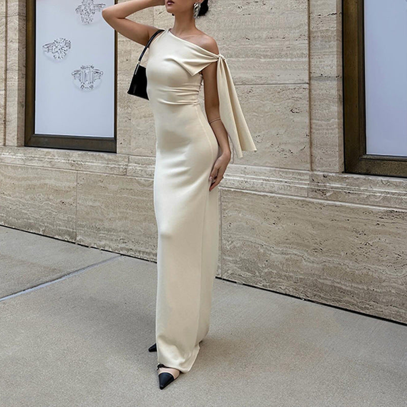 Damen Körperbetontes Maxikleid mit schickem One-Shoulder-Ausschnitt Amawinc