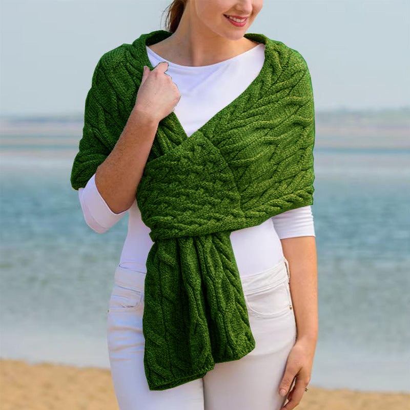 Damen Strickschal mit modernem Zopfmuster und vielseitigem Tragekomfort Amawinc