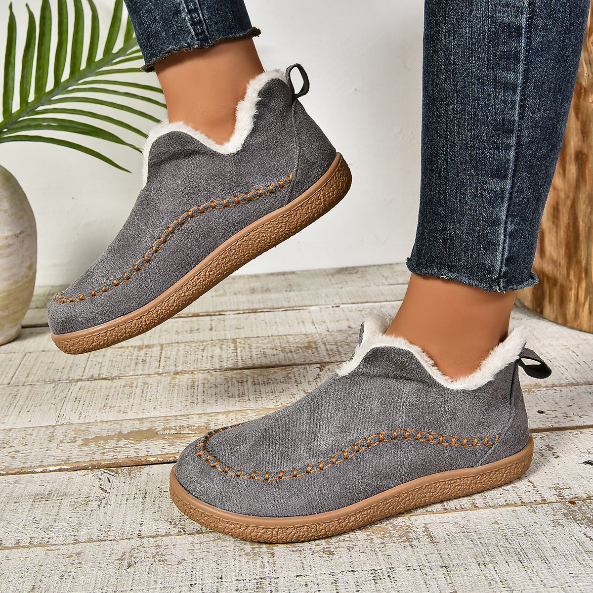 Damen Clog-Schuhe mit kuscheligem Innenfutter und rutschfester Sohle Amawinc