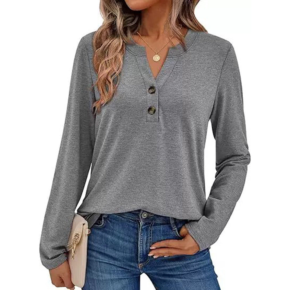Damen Langarmshirt mit Knopfdetails Amawinc