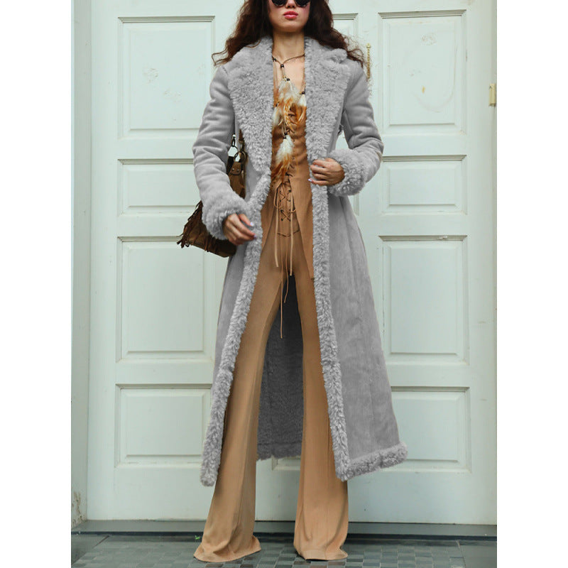 Damen luxuriöser Kunstfell-Mantel Amawinc