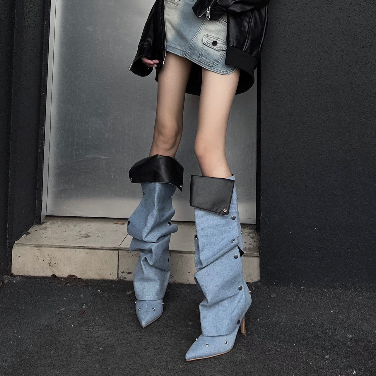 Damen Stylishe Overknee-Stiefel mit innovativem Design und elegantem Absatz Amawinc