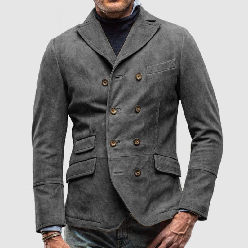 Veste Homme À Double Boutonnage Effet Daim Et Coupe Cintrée Avec Revers À Encoches