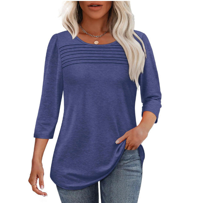 Damen Elegant geschnittenes Oberteil mit gerafften Details Amawinc