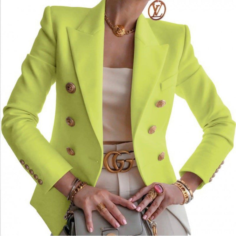 Damen Edler Blazer mit Goldknopf-Detail und klassischem Schnitt Amawinc