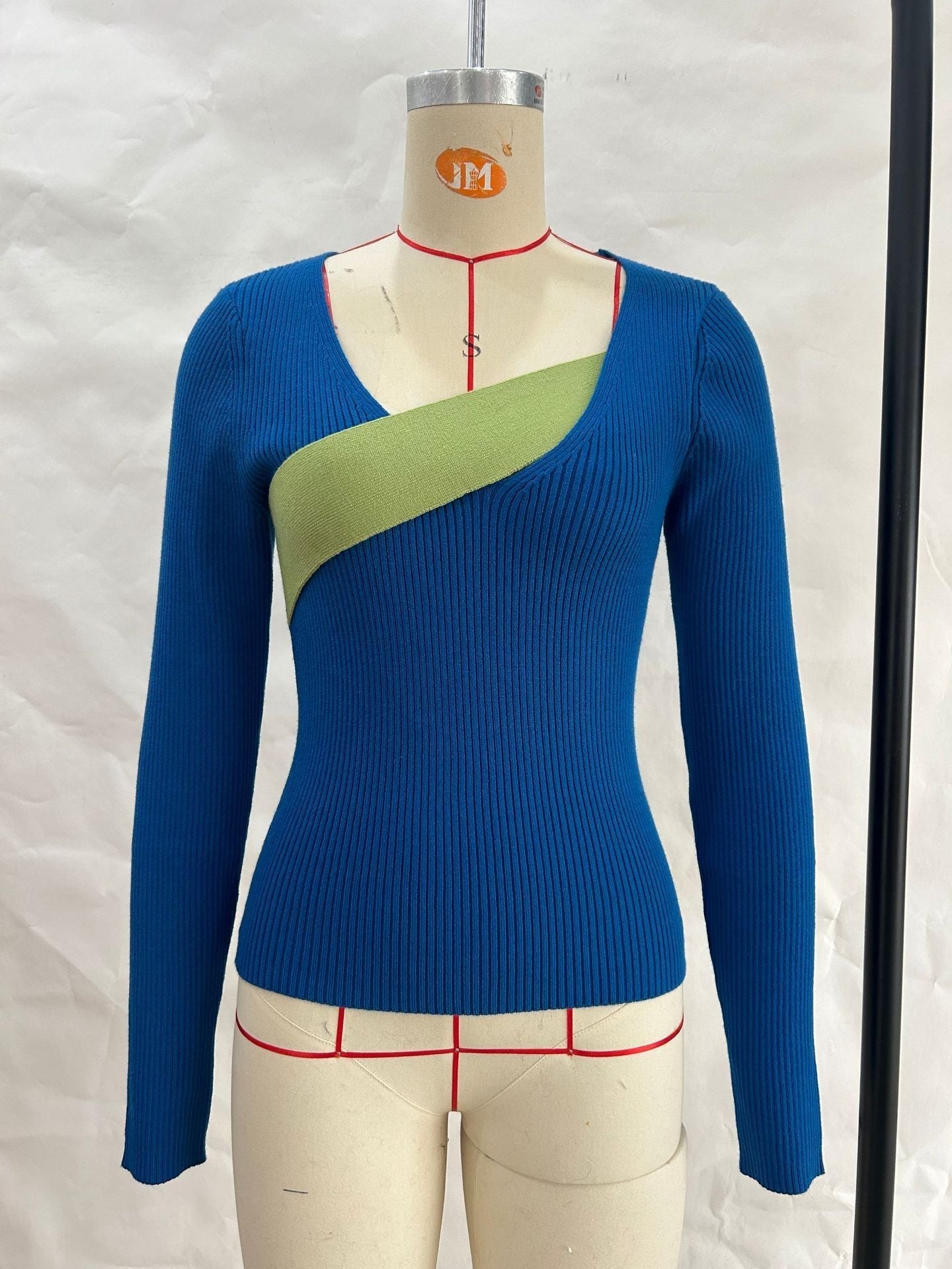 Pull Femme En Maille À Côtes Ajusté Col Asymétrique Manches Longues Confortable Élégant Pour Toutes Saisons