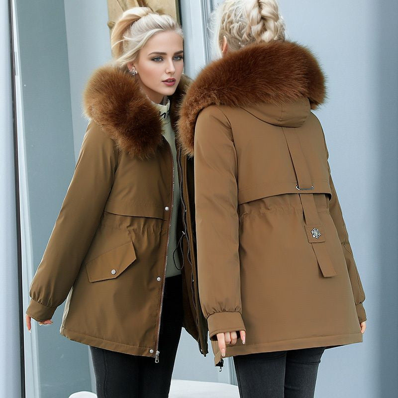 Damen isolierter Winterparka mit luxuriösem Kunstfellkragen und wärmendem Innenfutter Amawinc