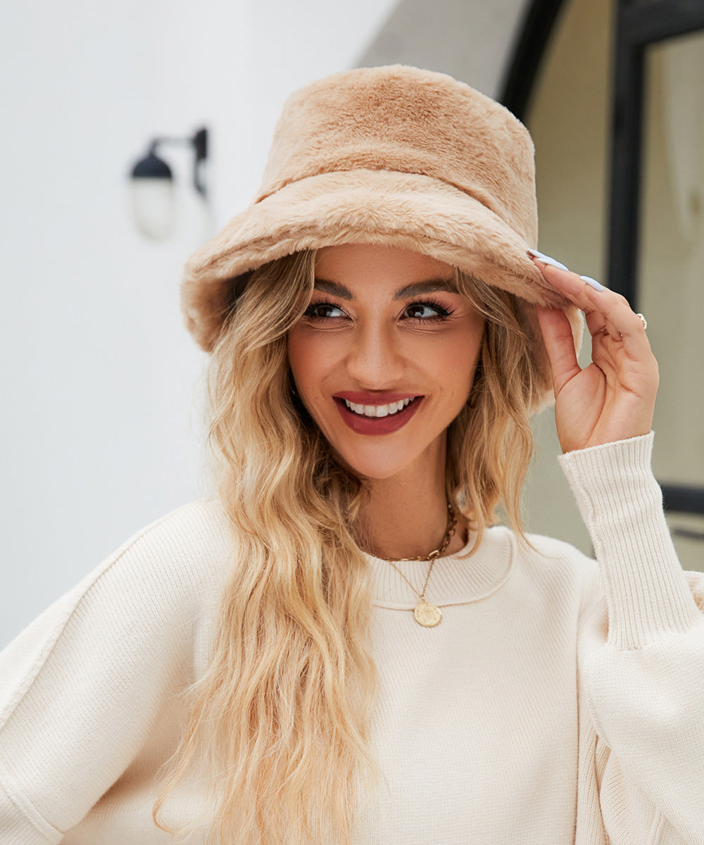 Damen Kuschelhut aus weichem Plüsch Amawinc
