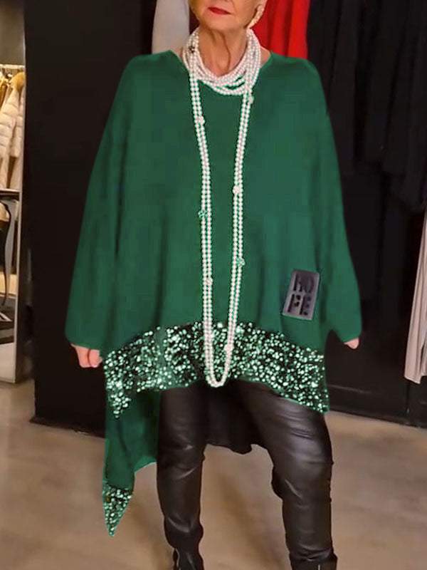 Damen Elegantes und fließendes asymmetrisches Strickoberteil Amawinc