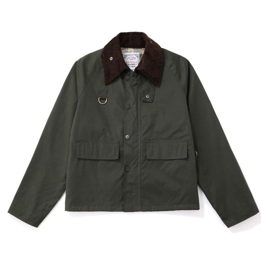 Veste Femme Col En Velours Côtelé Fermeture À Pressions Poches Avant Décontractée Pour Activités Extérieures