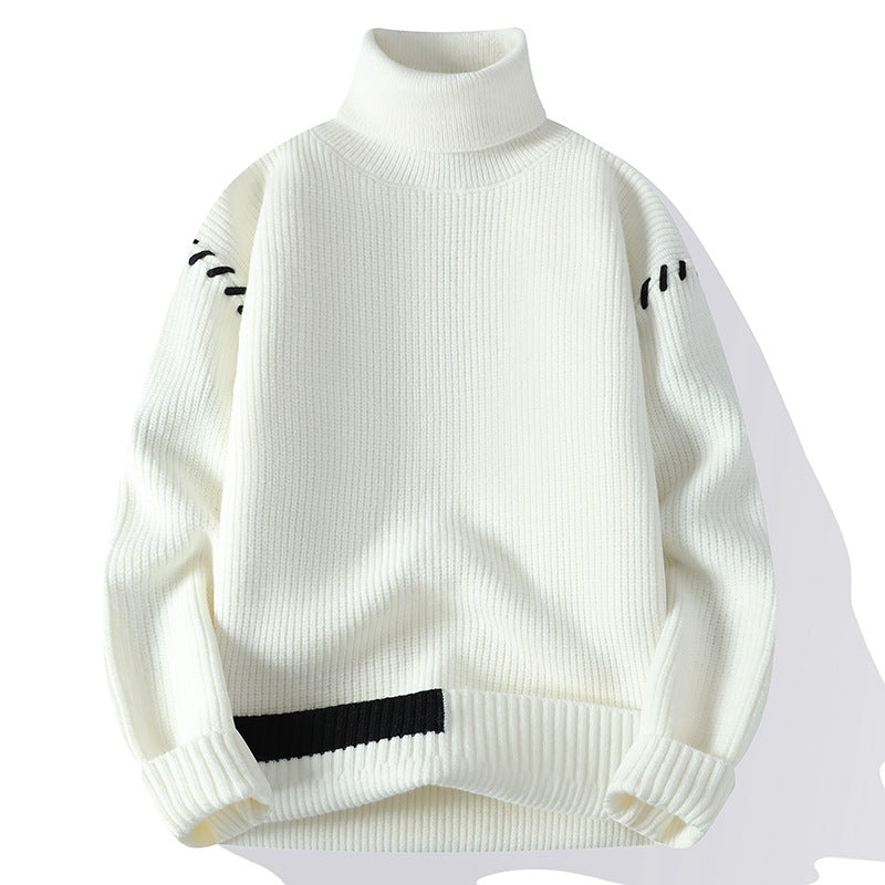 Damen Grober Rollkragenpullover mit dekorativen Ärmeldetails Amawinc