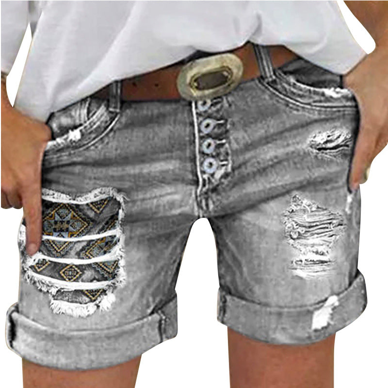 Damen Jeans-Shorts mit lässigem Fransen-Design und modischen Applikationen Amawinc