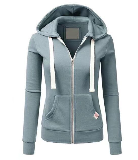 Damen sportliche Kapuzenjacke mit durchgehendem Reißverschluss und praktischen Taschen Amawinc