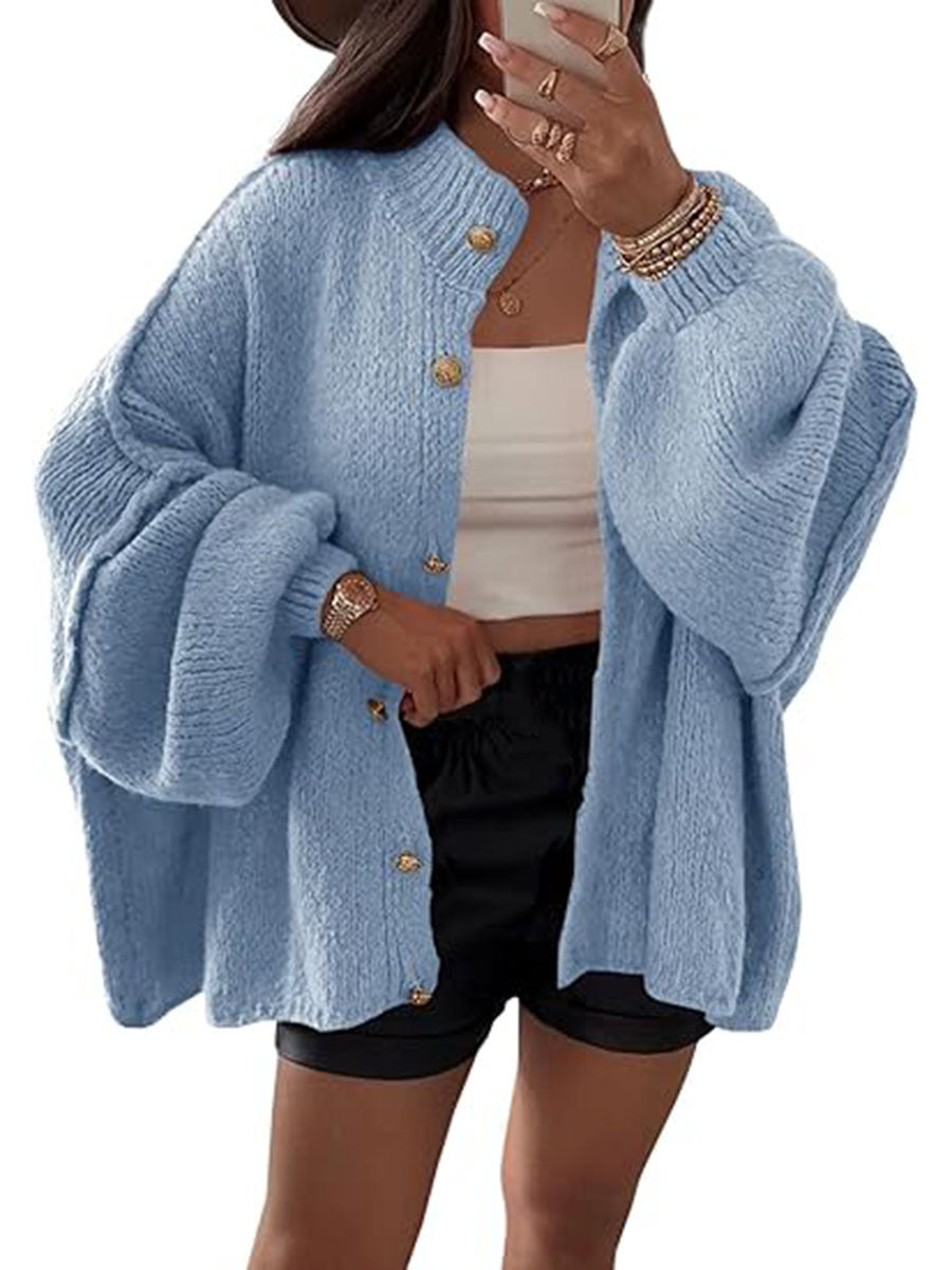 Damen Flauschige Strickjacke mit überschnittenen Schultern Amawinc
