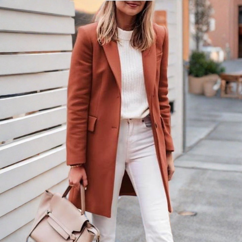 Damen eleganter und bequemer Wollmantel Amawinc