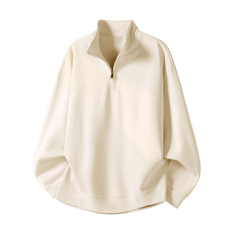 Damen Oversized Fleecepullover mit halb offenem Kragen Amawinc