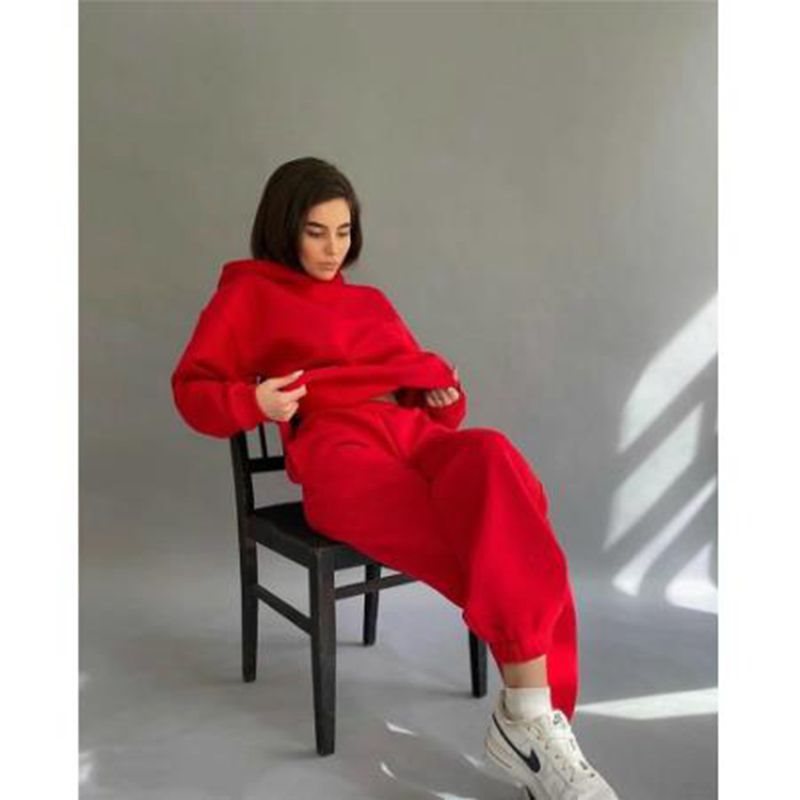 Damen lässiger Kapuzenpullover und Jogginghose Set Amawinc