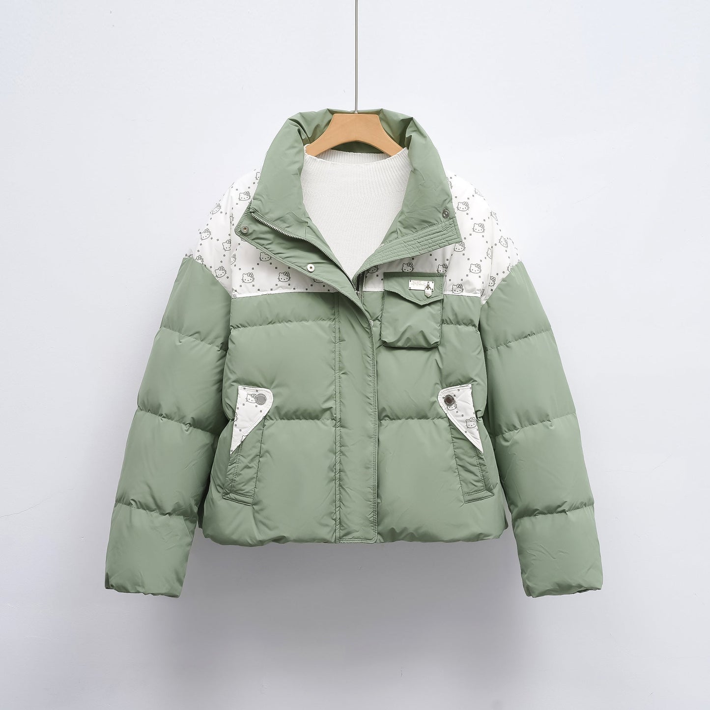 Damen Steppjacke mit hochschließendem Kragen und modischem Muster Amawinc