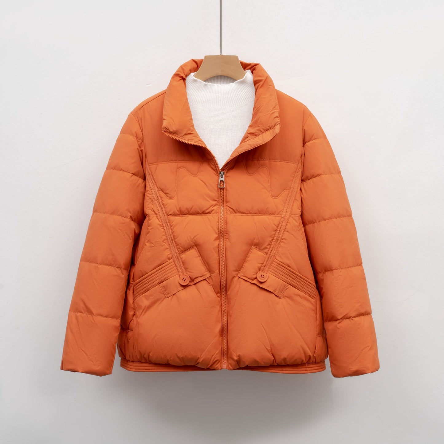 Damen gesteppte Winterjacke mit praktischen Taschen und hohem Kragen Amawinc