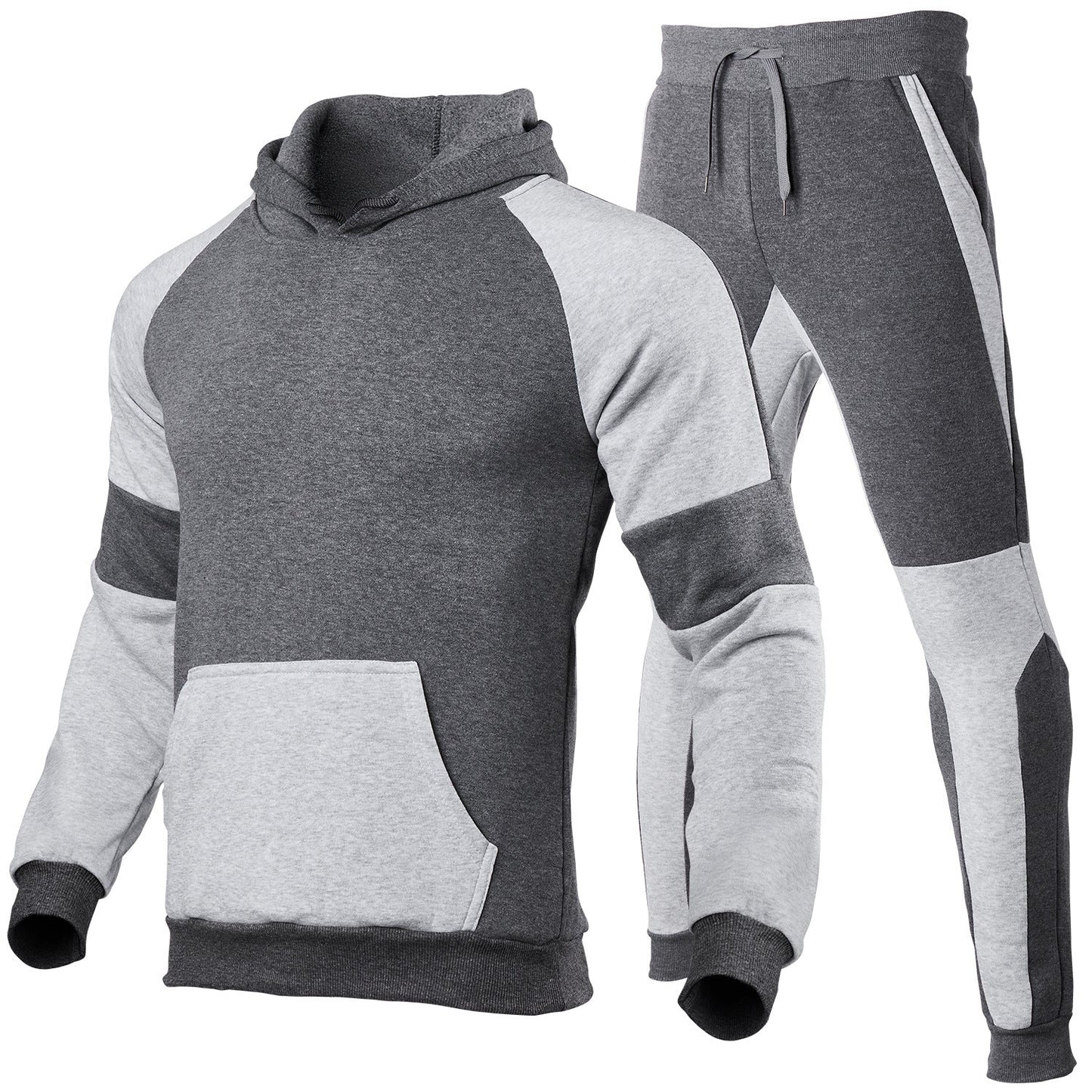 Ensemble Sweat À Capuche Et Jogger Pour Homme Amawinc En Coton Mélangé Avec Couture Contrastée Et Coupe Décontractée