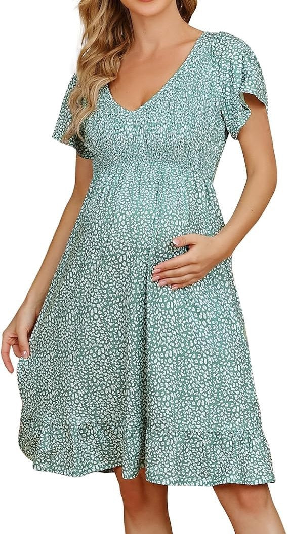 Robe Maternité Donna Été Amawinc Confort Aéré Silhouette Flatteuse Ceinture Smockée Idéale Pour Tous Les Trimestres