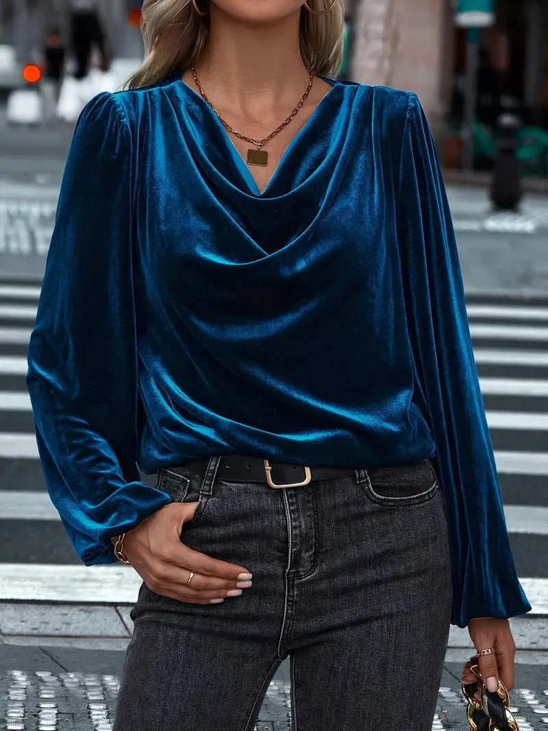 Damen Elegantes Viskosebluse mit Wasserfallausschnitt Amawinc