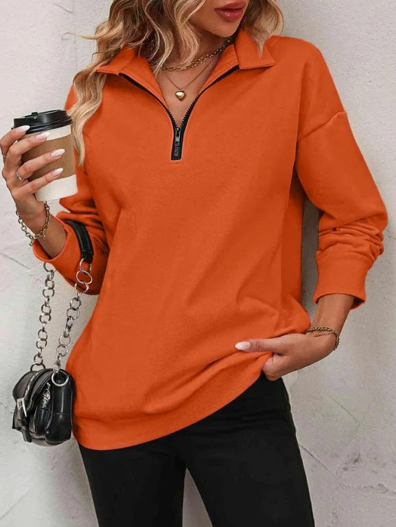 Damen Sweatshirt mit halbem Reißverschluss Amawinc