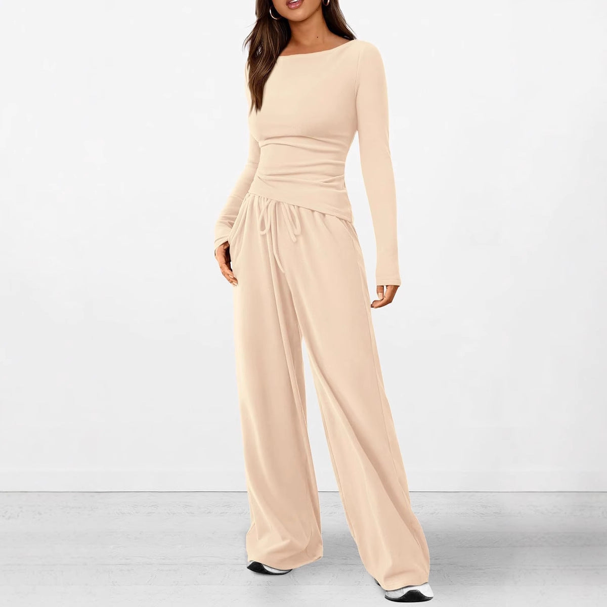 Damen elegantes und bequemes Lounge-Set mit langem Arm und elastischem Bund Amawinc