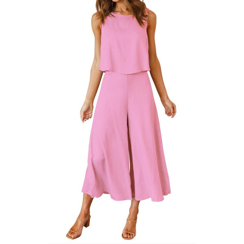 Damen Jumpsuit mit fließendem Schnitt und weitem Bein Amawinc