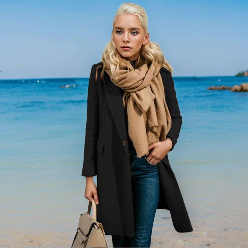 Damen Eleganter Trenchcoat mit Doppelknopfleiste und hochwertigem Material Amawinc