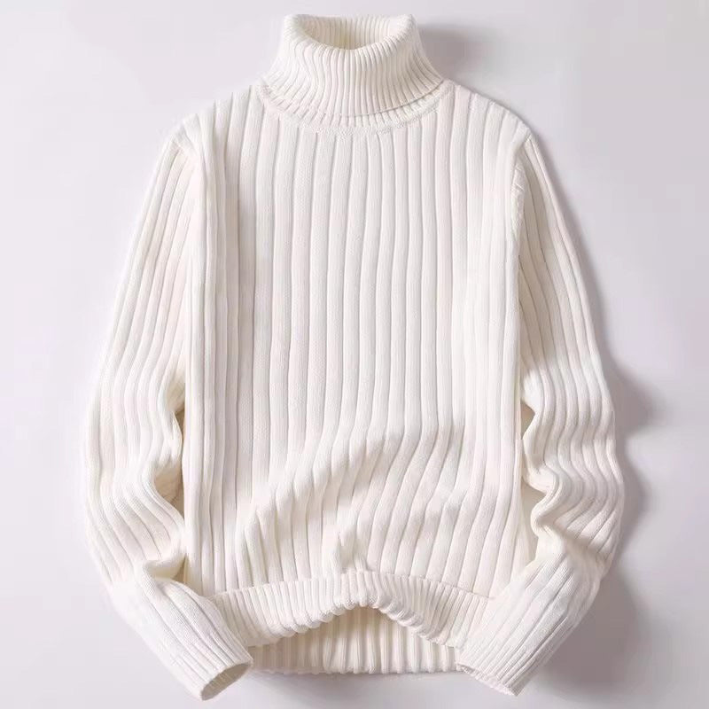 Pull En Coton Mélangé Avec Col Roulé Rabattable Maille Côtelée Manches Longues Longueur Jusqu Aux Hanches Bleu