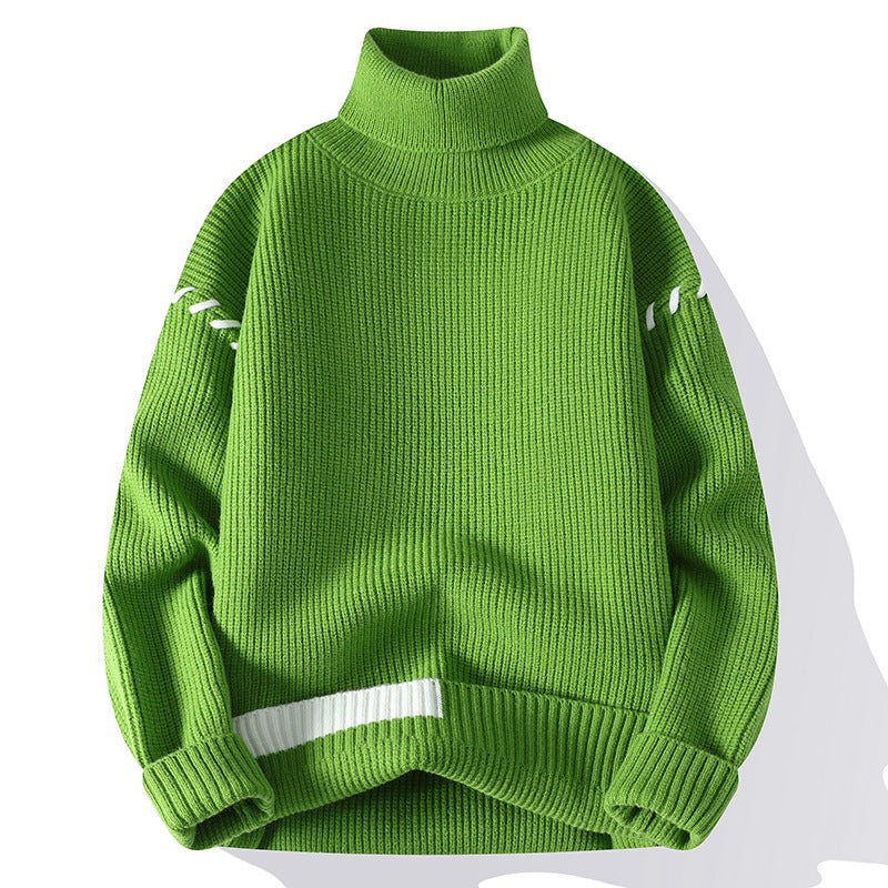 Damen Grober Rollkragenpullover mit dekorativen Ärmeldetails Amawinc