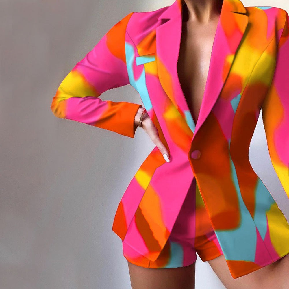 Veste Femme Coupe Ajustée Imprimé Léopard Revers À Pointe Manches Longues Idéale Pour Bureau Et Soirée