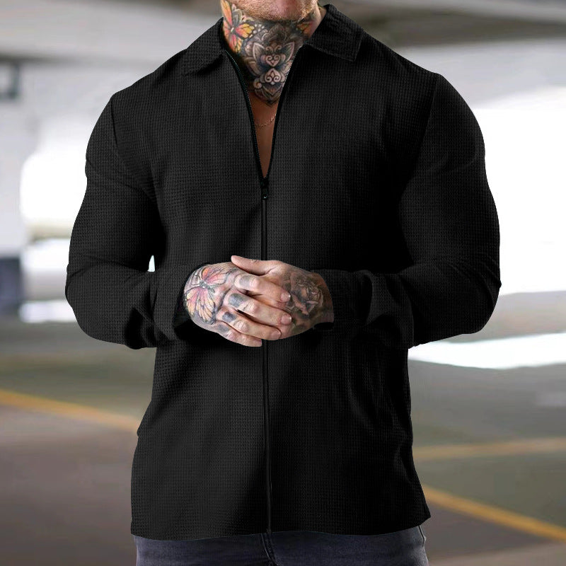 Chemise Homme Manches Longues En Tissu Tissé Texturée Coupe Regular Zip Devant Nordisk Flair