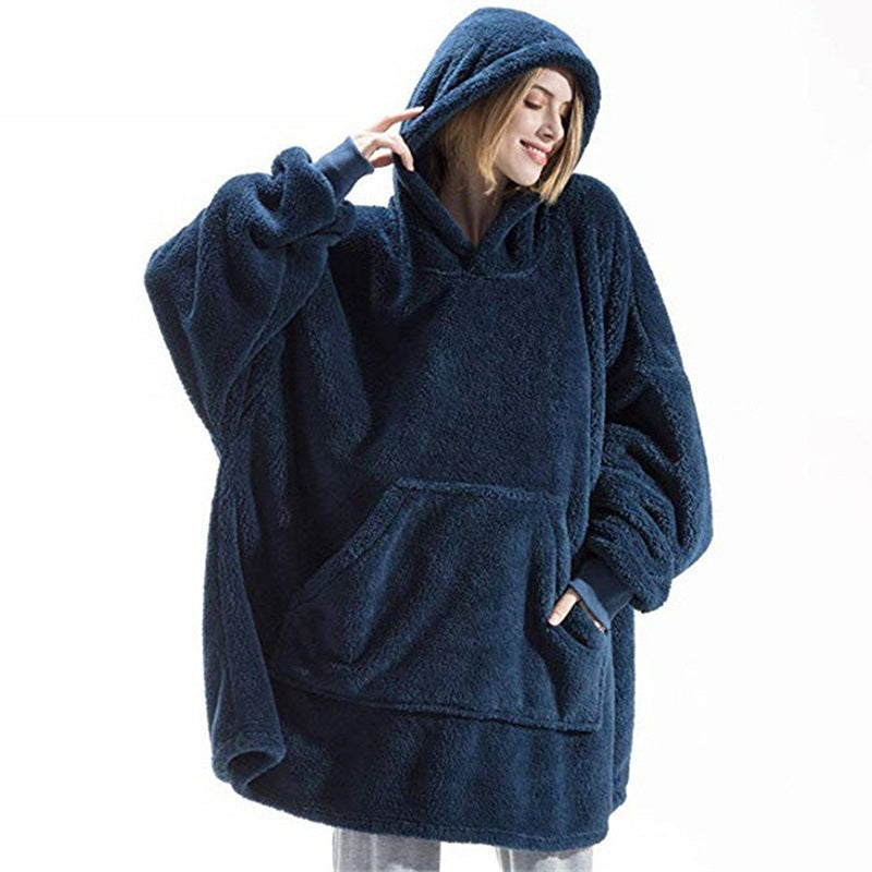 Damen oversize Fleece-Hoodie mit Kängurutasche und Kapuze Amawinc
