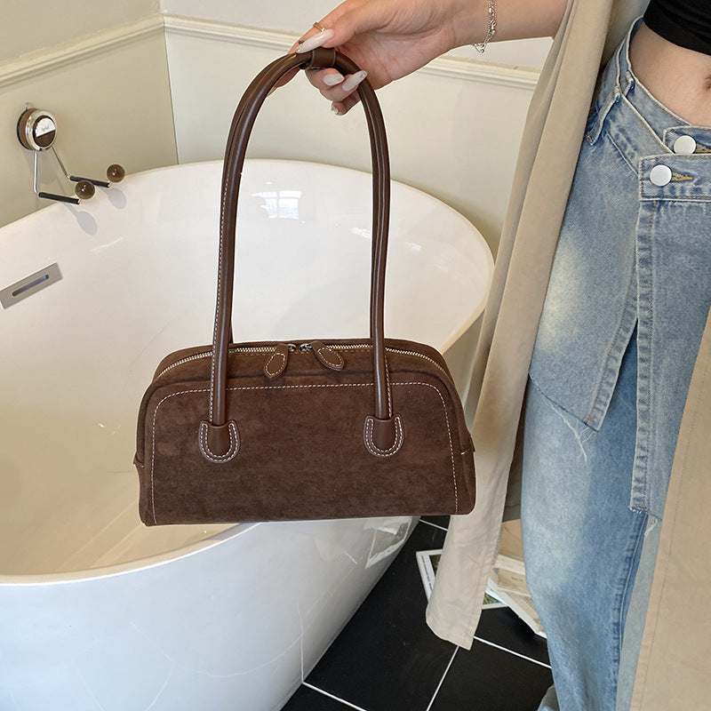 Sac Denise Mini Top-Handle Amawinc Petit Sac À Main Compact Pour Toutes Saisons En Faux Suède Avec Cuir PU