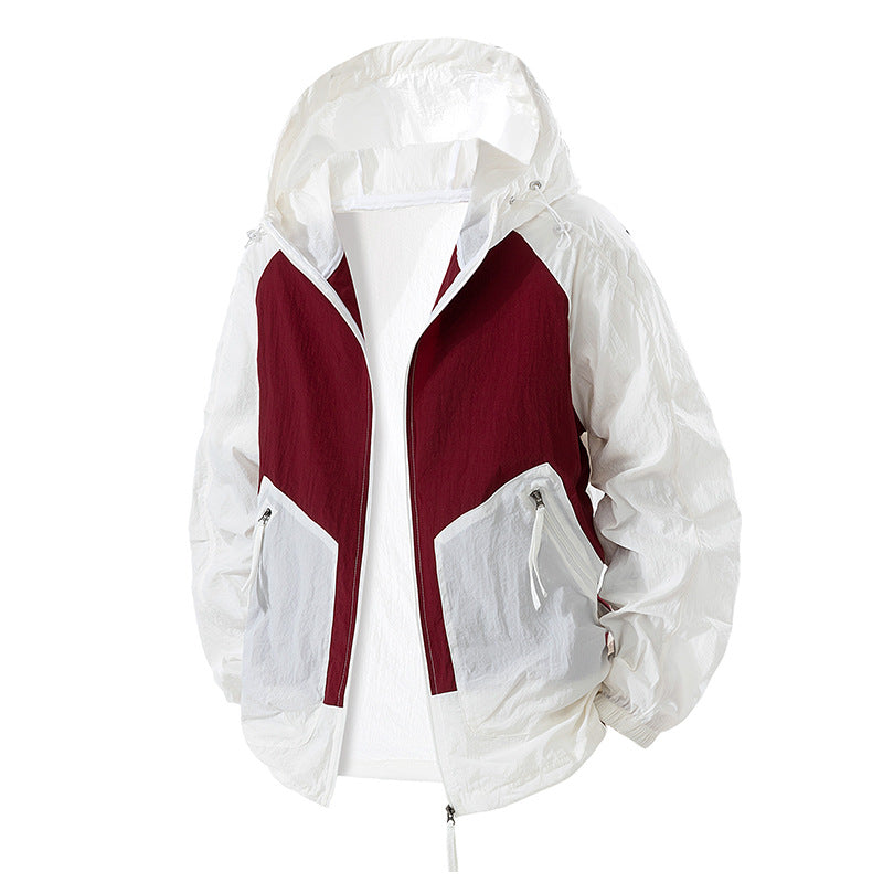 Damen leichte Windbreaker-Jacke mit verstellbarem Kapuzenkragen und atmungsaktiven Eigenschaften Amawinc