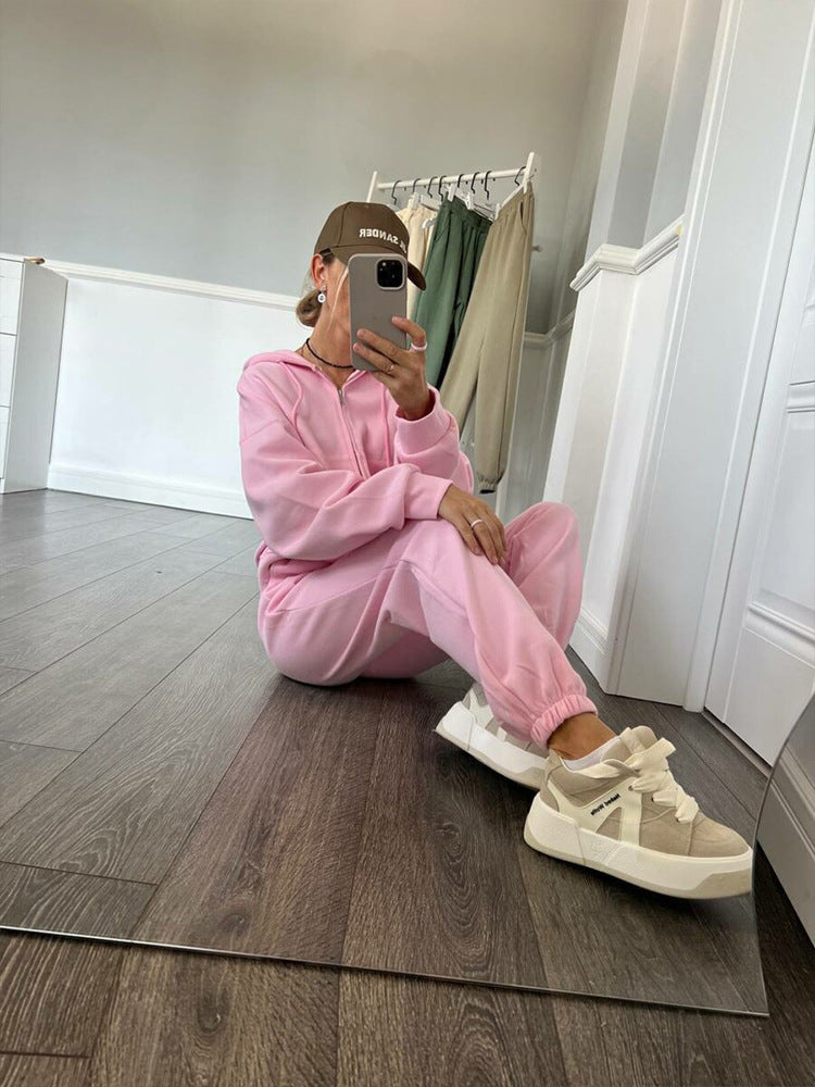 Damen sportliches Fleece-Jogginganzug-Set Amawinc