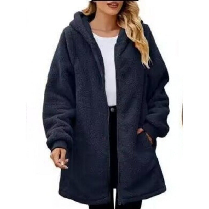 Damen Kuschelige Fleecejacke mit Kapuze Amawinc