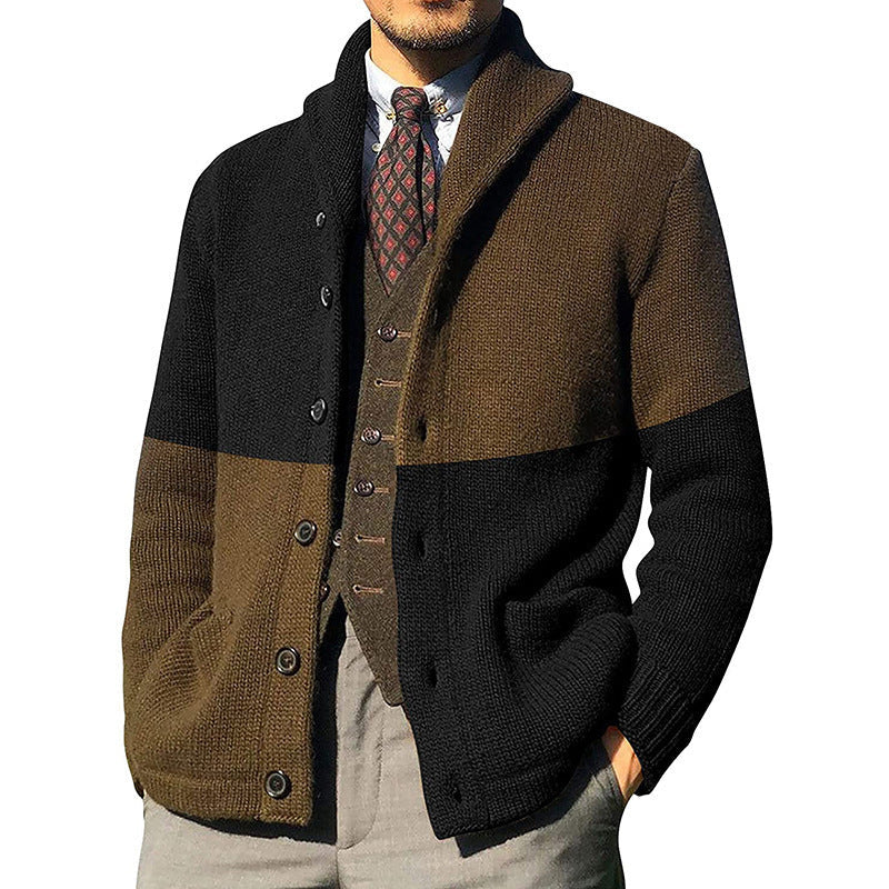 Cardigan Homme Nordisk Flair Maille Décontracté Col Châle Roulé Poches Plaquées Amawinc