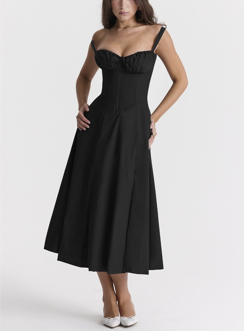 Robe Midi Sans Manches Effet Wrap Avec Fente Élevée Imprimé Floral Léger Pour L'Été Confortable